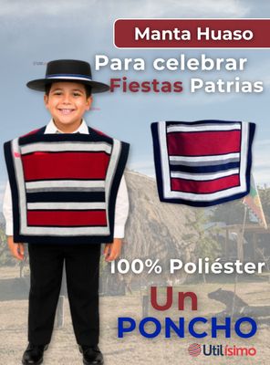 Imagen 2 del producto Poncho Manta Niños Huaso Cueca Fiestas Patrias