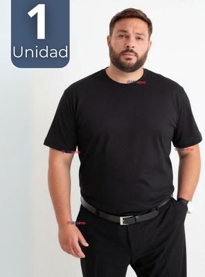 Polera Camiseta 100% Algodón Premium Manga Corta Color Negro para Hombre