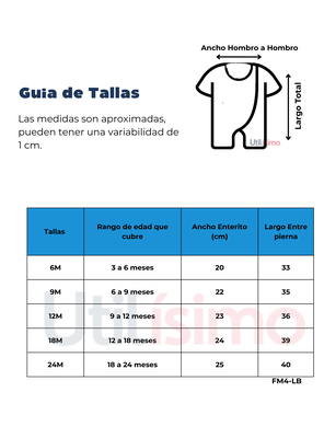 Imagen 2 del producto Enterito Corto 100% Algodón Bebé Niño 6 a 24 Meses Animals