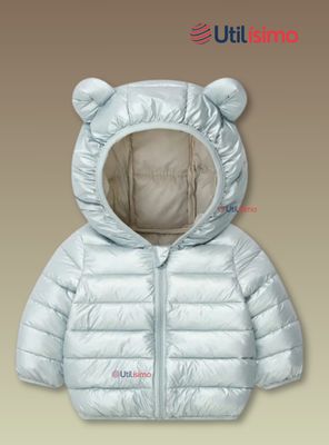 Imagen 2 del producto Parka Con Capucha Manga Larga Niña Orejitas Celeste Metalizado