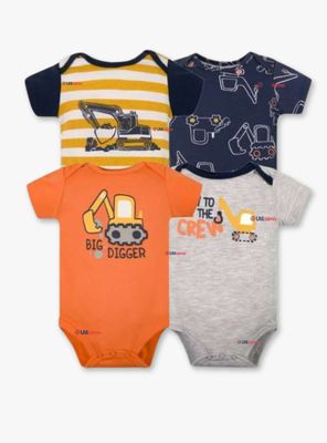 Pack 4 Bodys Niños Manga Corta Tedmimak 100% Algodón Baby Builders in Action