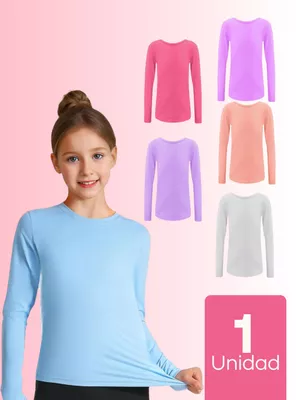 Pack 1 Camiseta Polar Niña Primera Capa Invierno Cuello Redondo