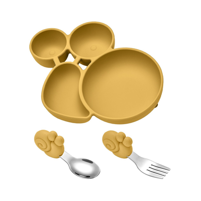 Set Plato Tenedor Cuchara Silicona Bebés Jump Kids