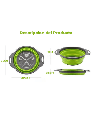 Imagen 2 del producto Colador Plegable Silicona Escurridor Redondo Cocina Frutas Verduras