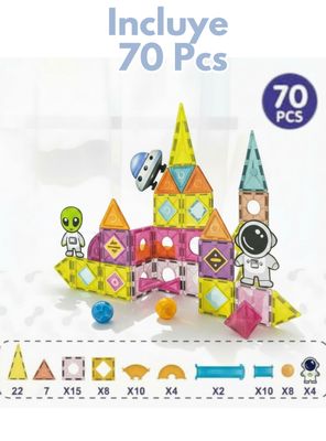 Imagen 2 del producto Juego de Bloques De Construcción Magnéticos 3D de 70 Piezas para Niño o Niña