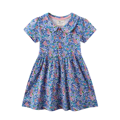 Vestido Manga Corta Niña Flores Azules Jump Kids