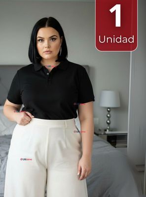 Polera Pique Premium 200g Manga Corta 100% Algodón Suave Chemise Color Negro Mujer