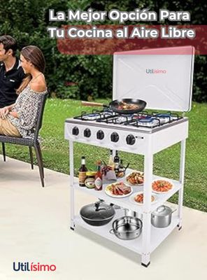 Imagen 2 del producto Cocina Encimera a Gas Licuado 5 Platos con Mesa + kit de instalación Cocinilla Blanco