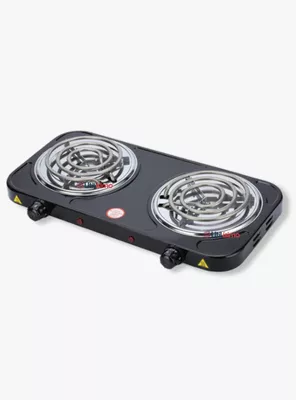 Cocina Eléctrica 2 Platos 2000w Cocinilla Portátil Color Negro
