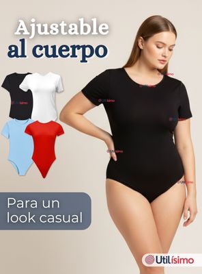 Imagen 2 del producto Body Ajustable Moldeador de Bambú Cuello Redondo de Manga Corta Mujer Colores Surtidos