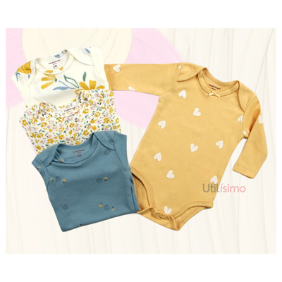 Imagen 2 del producto Pack 4 Bodys Tedmimak Niña Manga Larga Corazones