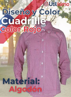 Imagen 2 del producto Camisa Huaso Cuadrillé Algodón Niño Juvenil Color Rojo