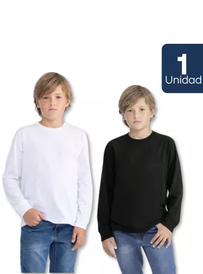 Camiseta Algodón Primera Capa Polera Invierno Niño Blanco Y Negro