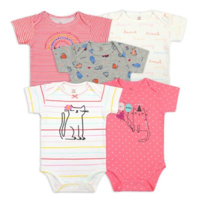 Pack 5 Bodies Gatos Manga Corta Tedmimak 100% Algodón