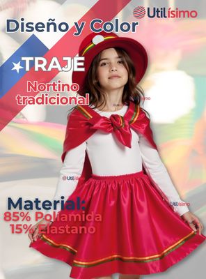 Imagen 2 del producto Pack 3 Traje Nortino Rojo 4 Piezas Niña Fiestas Patrias Baile Nortino