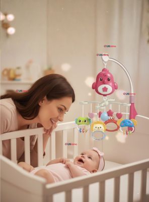 Móvil Giratorio Musical Proyector Bebé Niña Rosado