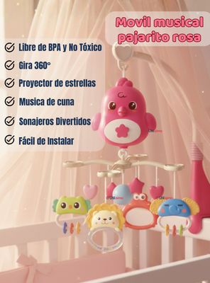 Imagen 2 del producto Móvil Giratorio Musical Proyector Bebé Niña Rosado