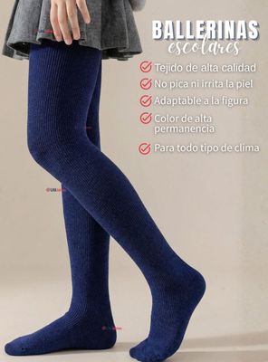 Imagen 2 del producto Pack 3 Ballerinas Elasticadas Escolares para Niña Algodón Color Azul