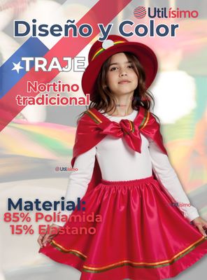 Imagen 2 del producto Pack 6 Traje Nortino Rojo 4 Piezas Niña Fiestas Patrias Baile Nortino