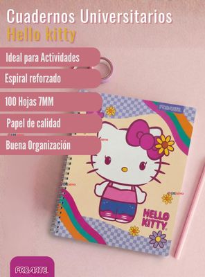 Imagen 2 del producto Pack 5 Cuadernos Universitarios Hello kitty 100 Hojas Proarte en Diseños Surtidos