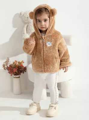 Chaqueta Polar con Capucha Niña Animalitos Cafè