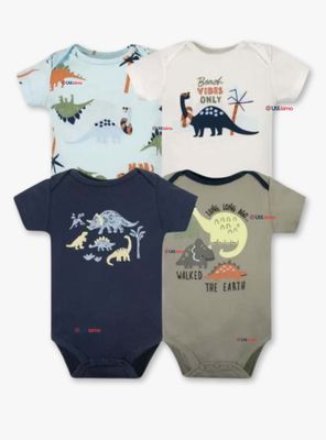 Pack 4 Bodys Niños Manga Corta Tedmimak 100% Algodón Dino Aventura