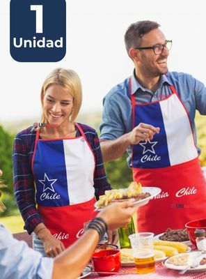 Delantal Cocina Fiestas Patrias Bandera Chilena 60X90 CM Viva Chile