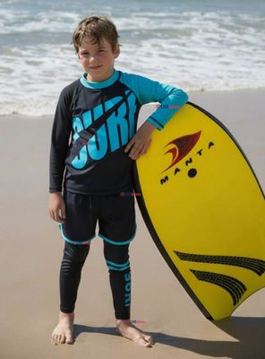 Traje de Baño Manga Larga Pantalón Largo Pantalón Corto 3 Piezas para Niños 3 a 11 años Black