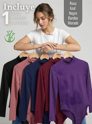 Imagen 2 del producto Body Manga Larga Bambú Cuello Alto Beatle Mujer Color Surtidos