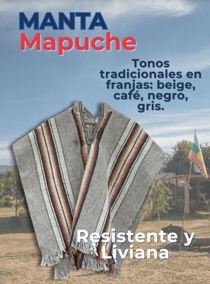 Imagen 2 del producto Poncho Mapuche Lana Grueso Mantas Fiestas Patrias