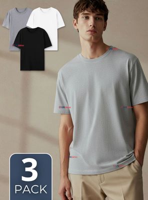 Pack 3 Camisetas Poleras 100% Algodón Básica Lisa Elástica Hombre Colores Surtidos