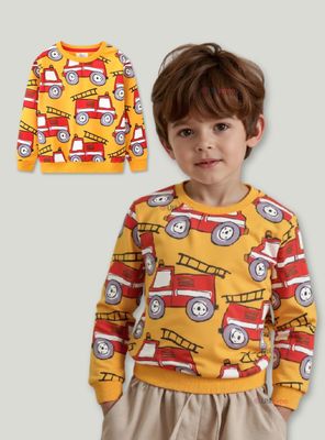 Polerón Algodón Cuello Redondo Niño Mostaza Bomberos