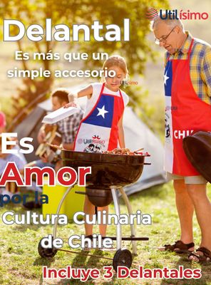 Imagen 2 del producto Pack 3 Delantal Cocina Chile Fiestas Patrias Bandera Chilena 60X90 CM Condorito