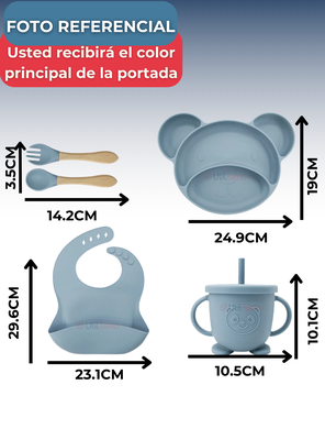 Imagen 2 del producto Set De Alimentación Bebé Silicona 6 Piezas Libre BPA Azul