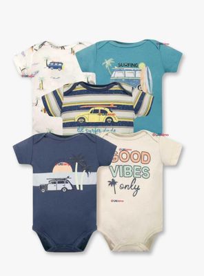 Imagen 1 del producto Pack 5 Bodys Niños Manga Corta Tedmimak 100% Algodón Baby on Board