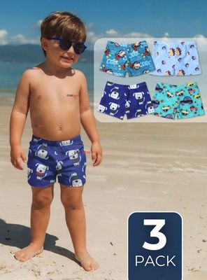 Imagen 1 del producto Pack 3 Shorts Playa Para Niños Traje De Baño Pantalón Corto Diseños Surtidos