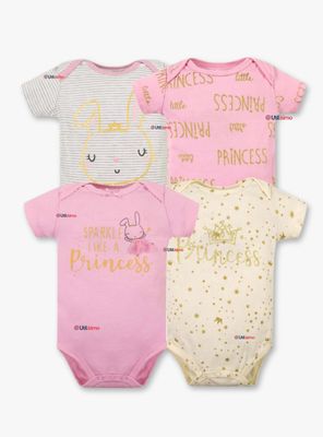 Pack 4 Bodys Niñas Manga Corta Tedmimak 100% Algodón Sparkle Like a Princess