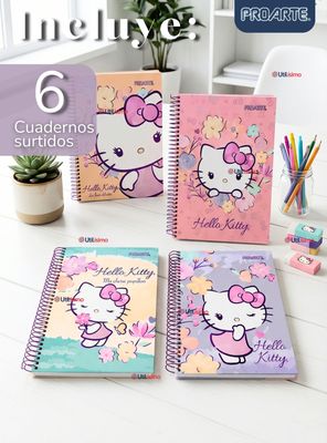 Imagen 2 del producto Pack 6 Cuadernos Universitario Hello Kitty 150 Hojas de Tapa Gruesa Proarte Diseños Surtidos