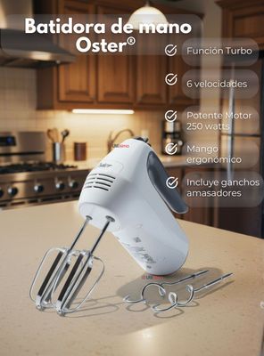 Imagen 2 del producto Batidora de mano Oster® blanca 6 velocidades y función turbo FPSTHM3532