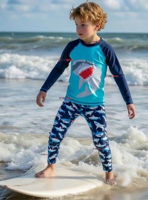 Imagen 1 del producto Traje de Baño Polera Manga Larga Pantalón Largo 2 Piezas Corte Split Niño 3 a 11 años Blue Shark