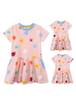 Imagen 2 del producto Vestido Manga Corta Niña Estampado Naranja Pastel