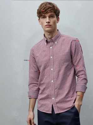 Camisa Huaso Cuadrillé  Manga Larga Algodón Cuadros Rojo y Negro Casual