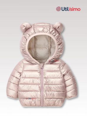 Imagen 2 del producto Parka Con Capucha Manga Larga Niña Orejitas Rosa Metalizada