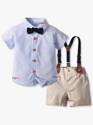 Conjunto de Vestir con Tirantes Camisa y Short de Algodón Bebes