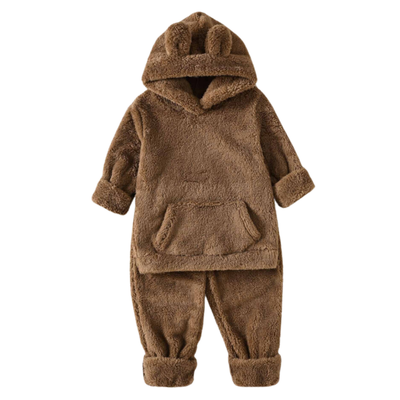 Set Invierno 2 Piezas Polerón Capucha y Pantalón Unisex Café Oscuro Jump Kids