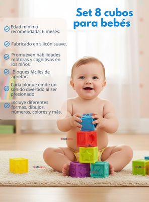 Imagen 2 del producto Set 8 Bloques Sensoriales De Silicona Con Números Juguete Bebé