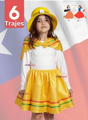 Pack 6 Traje Nortino Niña 4 Piezas Niña Fiestas Patrias