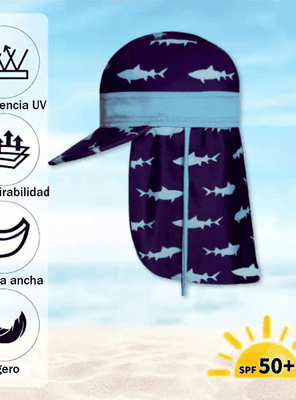 Imagen 2 del producto Gorro Largo Con Protección UV +50 Azul Celeste Liso
