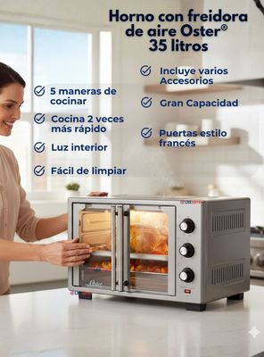 Imagen 2 del producto Horno con freidora de aire Oster® 35 litros, puertas francesas, TSSTTV35FDMAFNS