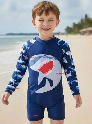 Imagen 1 del producto Traje de Baño Enterito Con Cremallera Manga Larga Niño 2 a 6 años Blue Shark
